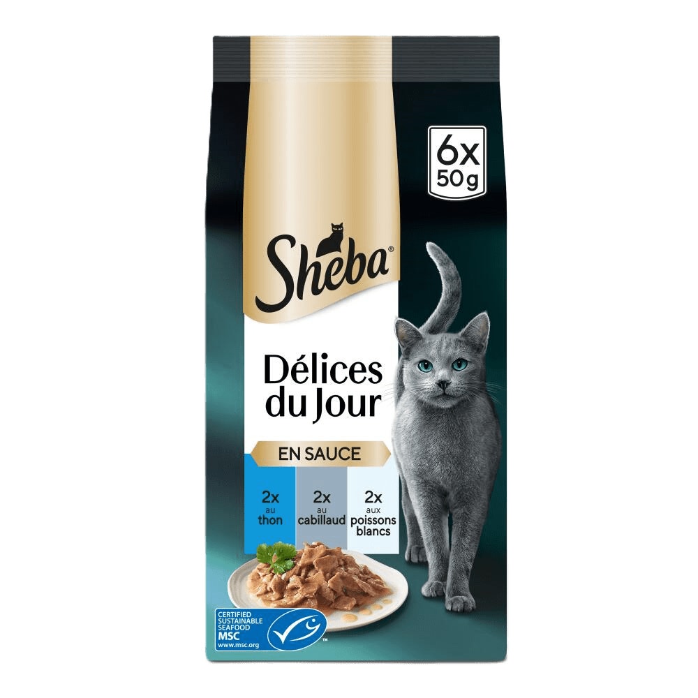 Sachets Fraîcheur Au Thon, Au Cabillaud Et Aux Poissons Blancs En Sauce 6 x 50g - Délices Du Jour - 1