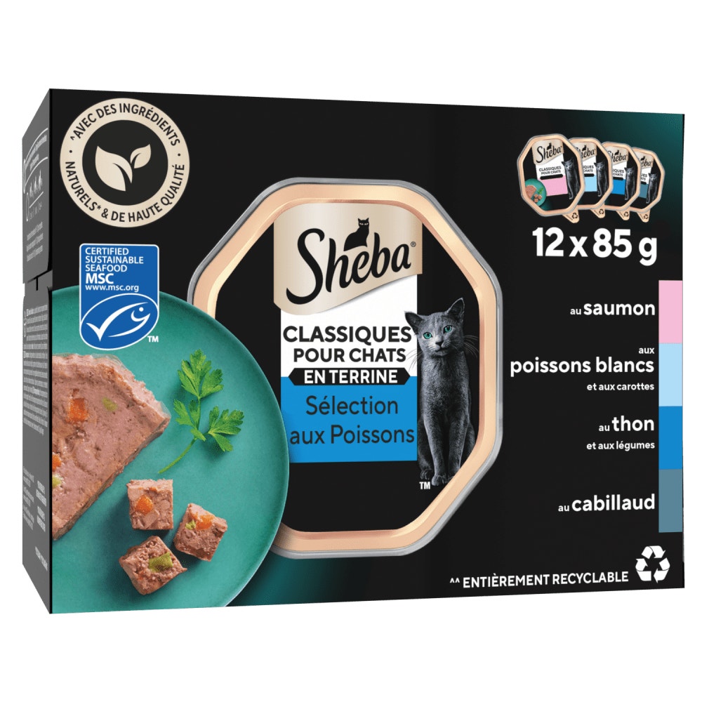 Sélection aux Poissons En Terrine 12 x 85g - Classiques Pour Chats - 1